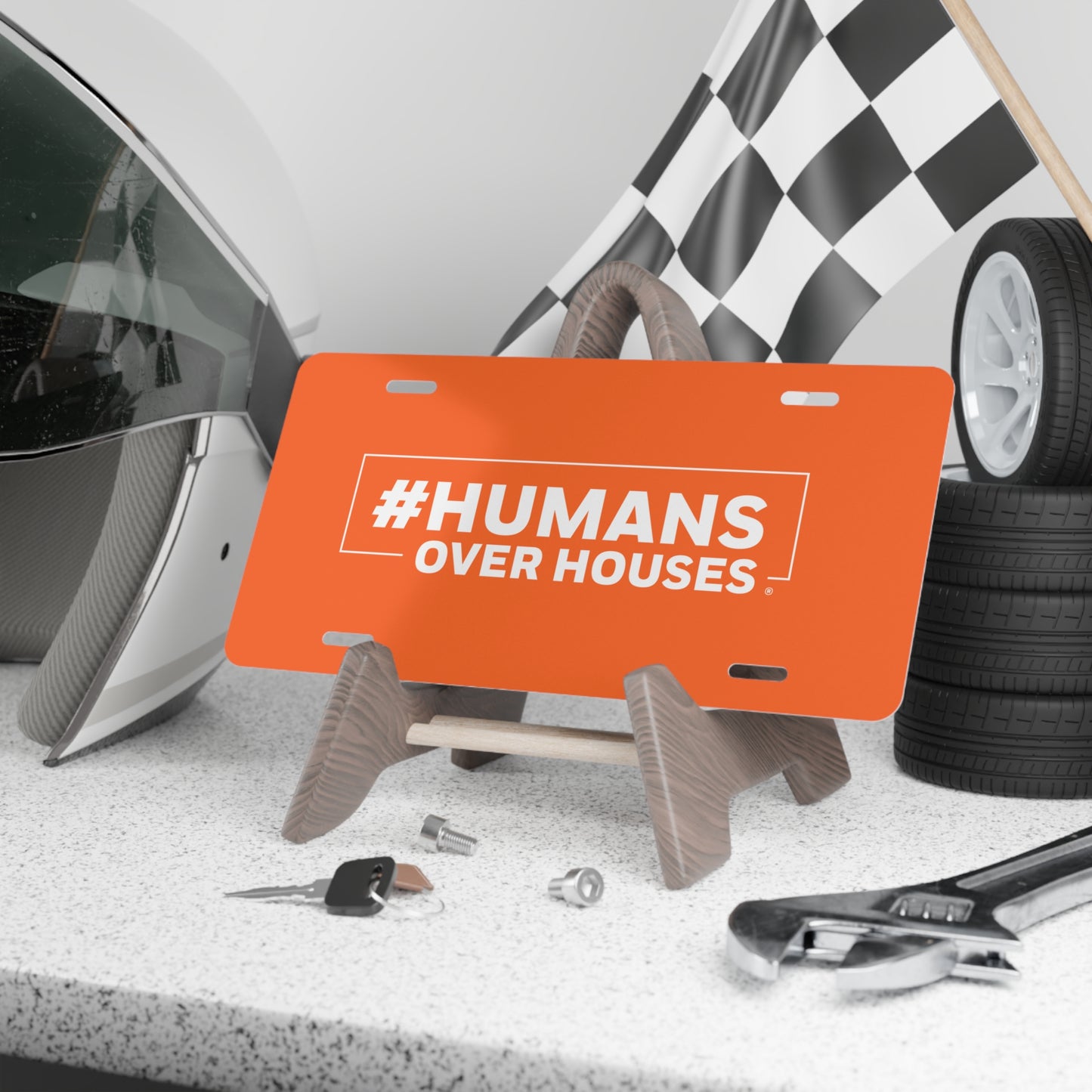 Humans Over Houses Vanity Plate