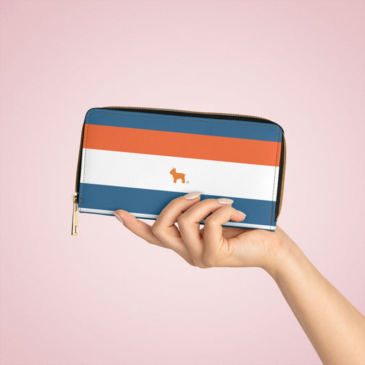 Blue and Orange Zipper Wallet