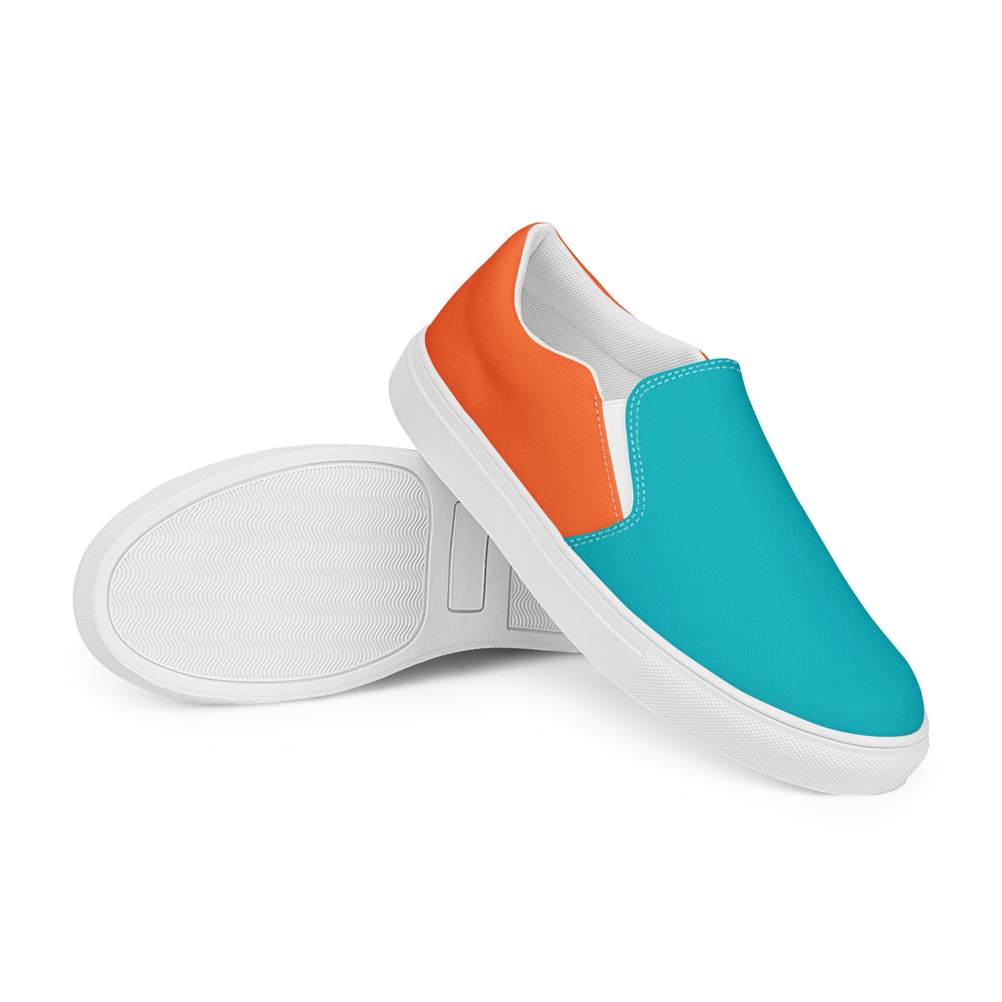 Orange & Turquoise Men’s slip-on canvas shoes