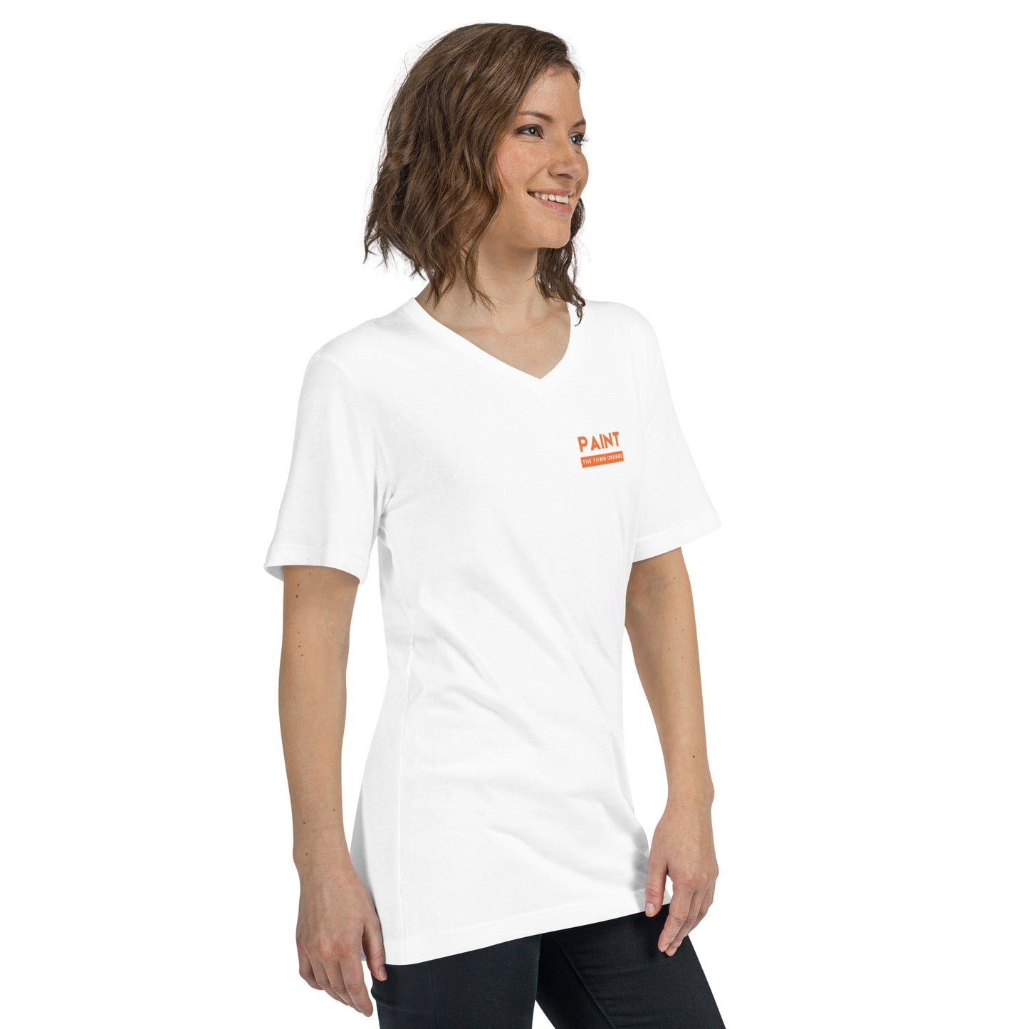Paint The Town Orange Unisex Short Sleeve V-Neck T-Shirt