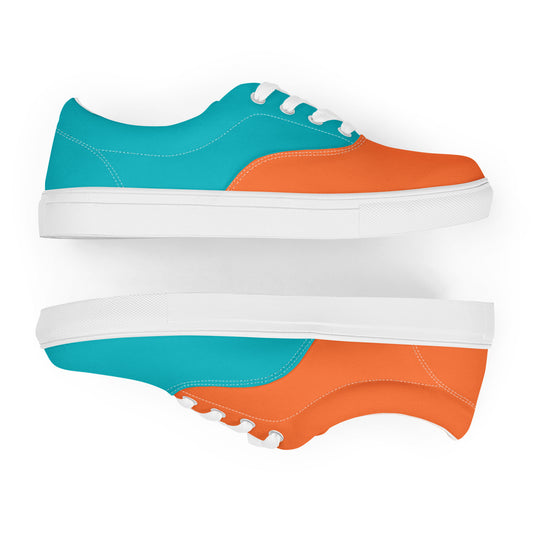 Orange & Turquoise Mix Match Women’s lace-up canvas shoes