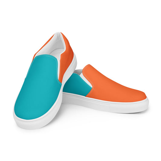 Orange & Turquoise Women’s slip-on canvas shoes